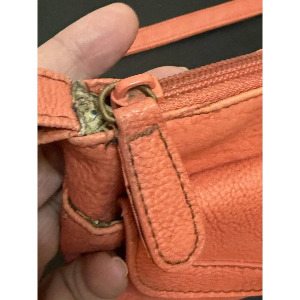 American Eagle Coral Pink Floral Inside Shoulder Bag Purse Crossbody 10x7